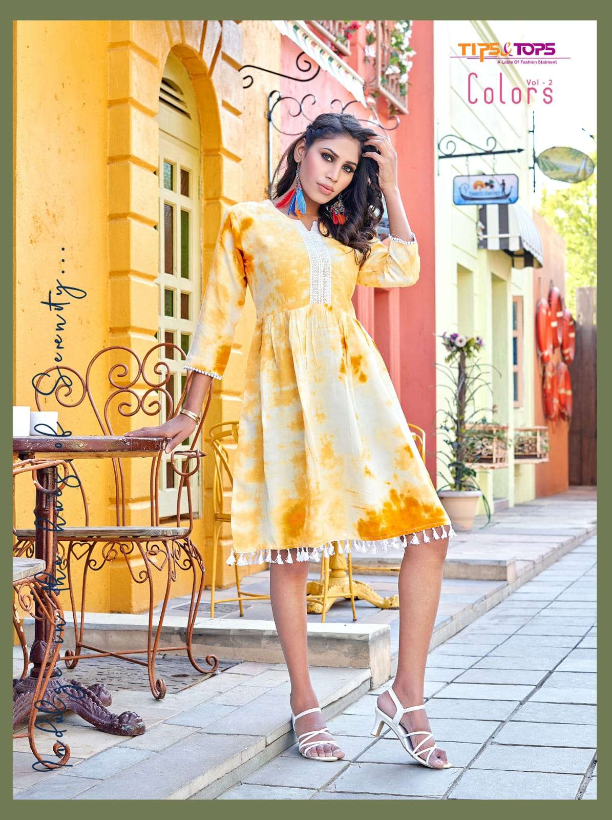 TIPS & TOPS - COLORS VOL 2 - HEAVY REYON TIE DYE FANCY WESTERN SHORT TOPS WITH FLAIR AND LACE WORK - 205